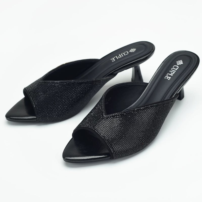 Women's Rhinestone Embellished Pointed Toe Stiletto Heel Sandals with Ankle Strap - Image 2