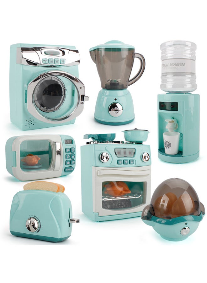 Large Kitchen Toy Set For Children Simulated Home Play Water Dispenser Bread Machine Egg Steamer Juicer Toys For Kids-Color:ZQ1003B Stove Oven 630.5G - Image 2