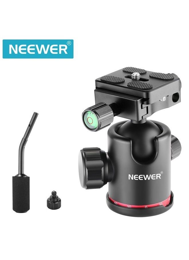 Heavy Duty Camera Tripod Ball Head with Handle and 1/4 inch Quick Shoe Plate, 360 Degree Panoramic Head for Tripod, Monopod, Slider, DSLR Camera, Camcorder, Load up to 17.6 pounds/8 kilograms