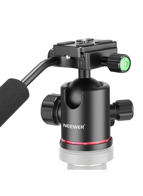 Heavy Duty Camera Tripod Ball Head with Handle and 1/4 inch Quick Shoe Plate, 360 Degree Panoramic Head for Tripod, Monopod, Slider, DSLR Camera, Camcorder, Load up to 17.6 pounds/8 kilograms