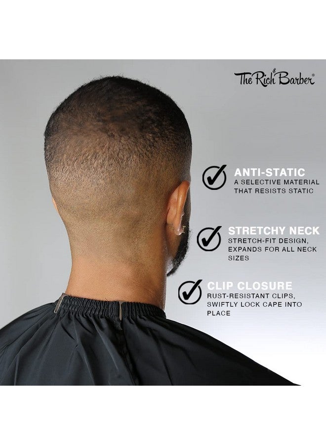 The Rich Barber The Rich Barber 360 Barber Cape - Lightweight Professional Hair Cutting Apron - Water Resistant Cloth Haircut Gown - Universal Fit For All Neck Sizes (Black)  - Image 3