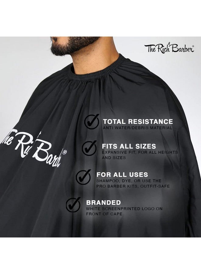 The Rich Barber The Rich Barber 360 Barber Cape - Lightweight Professional Hair Cutting Apron - Water Resistant Cloth Haircut Gown - Universal Fit For All Neck Sizes (Black)  - Image 4