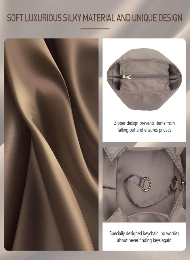 Doxo Picotin 18 Luxury Satin Purse Organizer Insert, Silky Smooth Picotin 18 Bag Insert with Multiple Pockets, Soft Touch Inner Liner for Women's Handbags, Fits Hermes Style Picotin Bags(PC18, Etoupe Grey) - Image 4