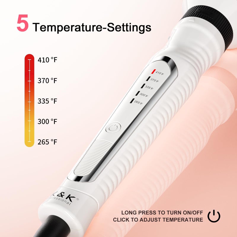 K&K 3 in 1 Thermal Brush Set, Ceramic Hot Brush, Fast Heating Curling Wand for Short, Medium & Long Hair, 5 Temperature Adjustment, Dual Voltage - Image 3