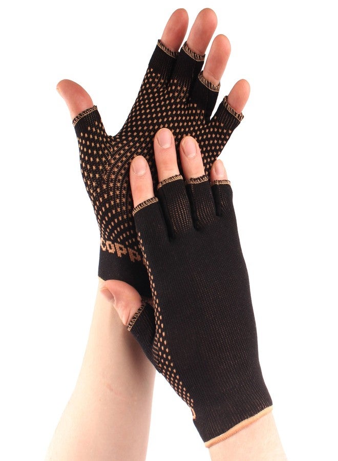 BambooMN Copper D 1 Pair Black Copper Rayon from Bamboo Copper Compression Gloves - Image 1