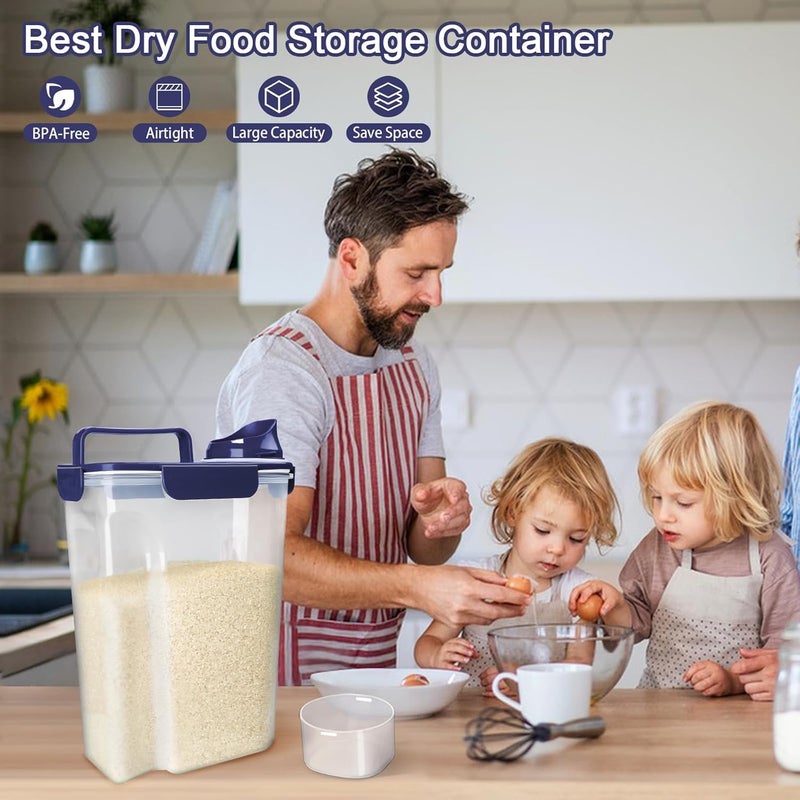 Komzon Rice Container, Airtight Rice Storage Container 10lb, Cereal Containers Storage, BPA Free Food Dispenser with Pouring Spout Handle for Flour Pasta Grain, Pet Dog Cat Bird Food Storage Container - Image 5
