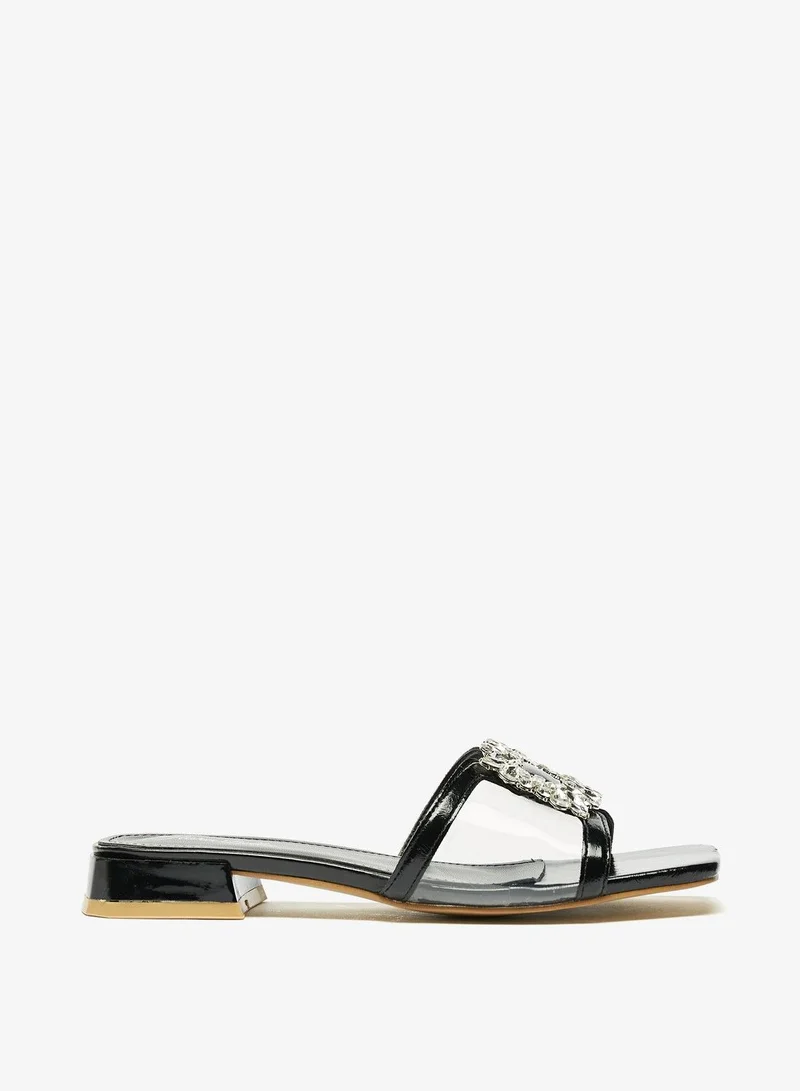 Flora Bella Embellished Slip On Sandals with Block Heels