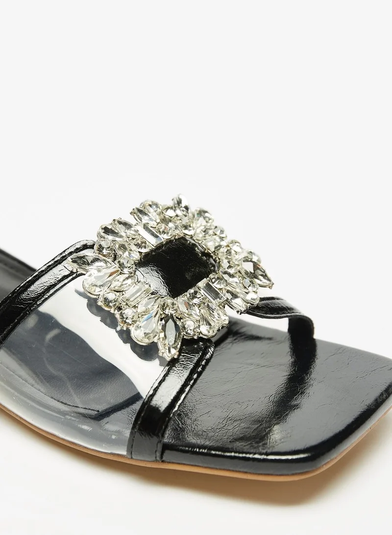 Flora Bella Embellished Slip On Sandals with Block Heels
