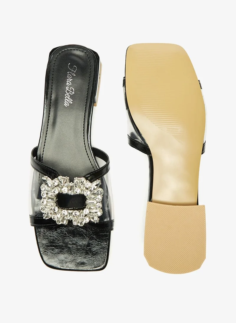 Flora Bella Embellished Slip On Sandals with Block Heels