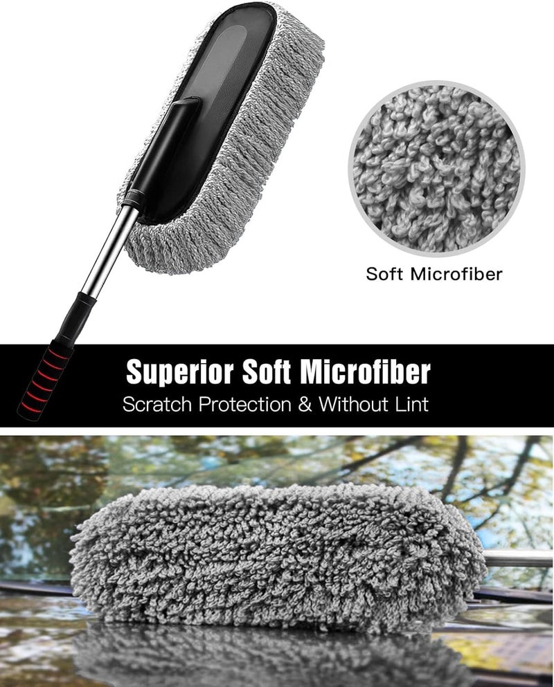 Extendable Long Handle Microfiber Car Duster - Scratch Free Cleaning Tool for Trucks and Motorcycles (Gray) - Image 5