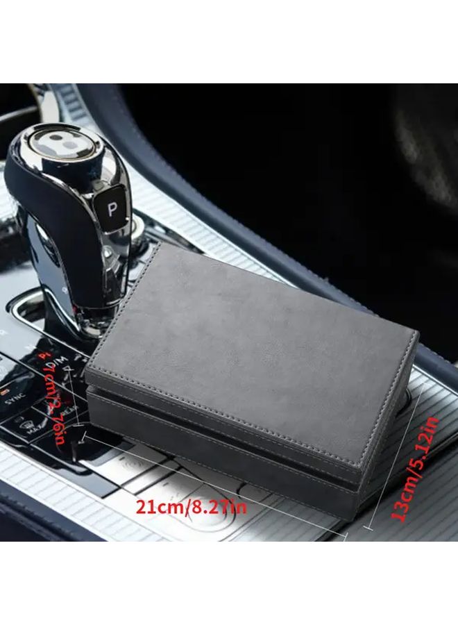 Light Brown PU Leather RFID Blocking Car Key Box with Anti Theft Lock - Image 4