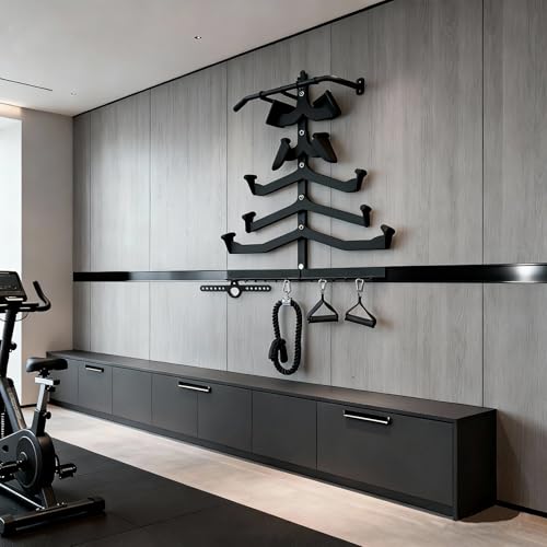 VOHYOV LAT Pull Down Bar Organizer Gym Storage Wall Organizer for Lat Pulldown Attachments, LAT Pull Down Bar Storage Rack for Different Cable Handles, Cable Attachments Rack for Gym Accessories - Image 3