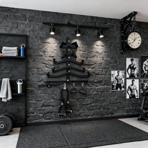 VOHYOV LAT Pull Down Bar Organizer Gym Storage Wall Organizer for Lat Pulldown Attachments, LAT Pull Down Bar Storage Rack for Different Cable Handles, Cable Attachments Rack for Gym Accessories - Image 2