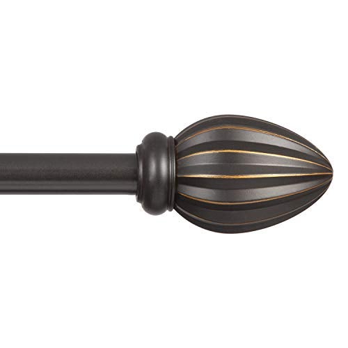 Kenney KN75247 Fast Fit Easy Install Bailey Fluted End Decorative Window Curtain Rod 66120 Adjustable Length Oil Rubbed Bronze Finish 58 Diameter Steel Tube