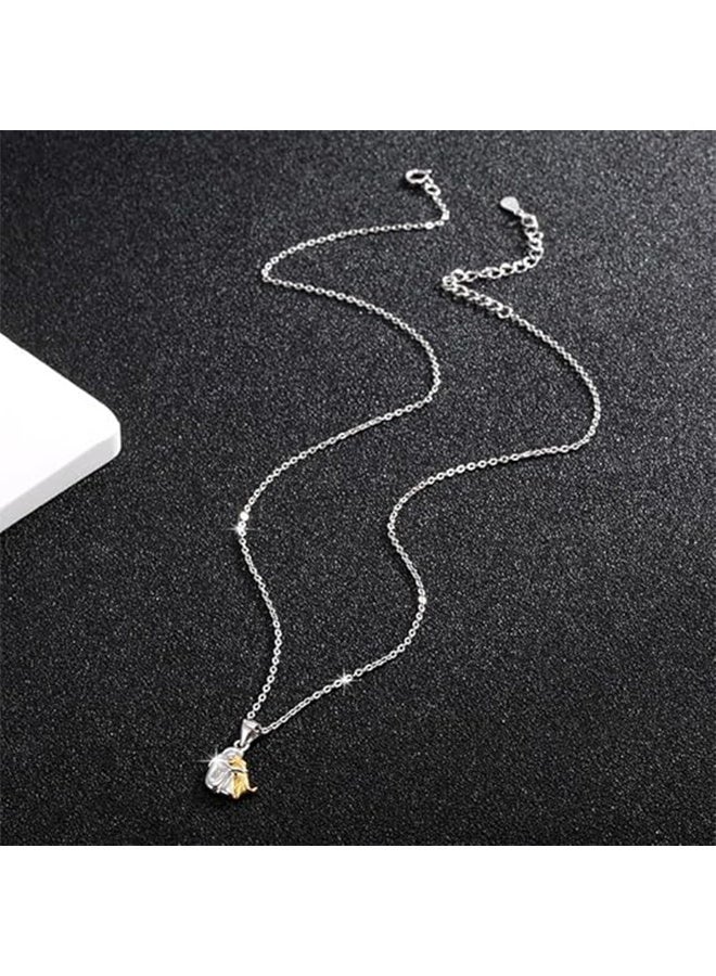 Lemon Two Tone Dainty I Love My Dog Chain Necklace, Forever In My Heart Pet Lover Puppy Mom Rescue Charm Pendant (Silver & Gold) - Image 5