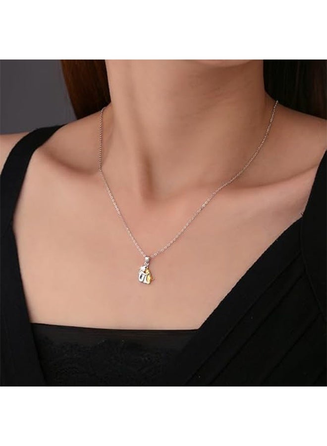 Lemon Two Tone Dainty I Love My Dog Chain Necklace, Forever In My Heart Pet Lover Puppy Mom Rescue Charm Pendant (Silver & Gold) - Image 3