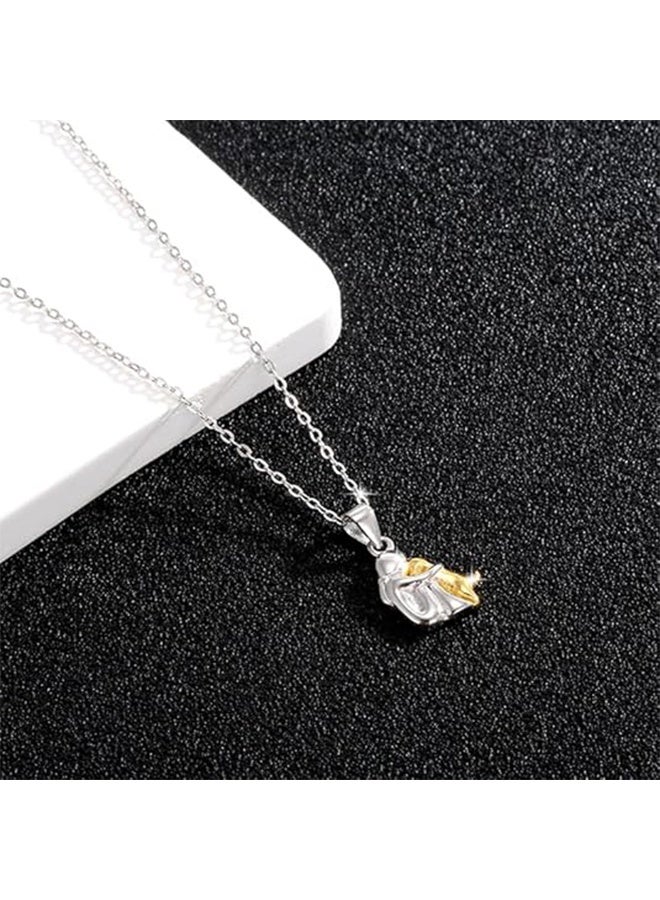 Lemon Two Tone Dainty I Love My Dog Chain Necklace, Forever In My Heart Pet Lover Puppy Mom Rescue Charm Pendant (Silver & Gold) - Image 4