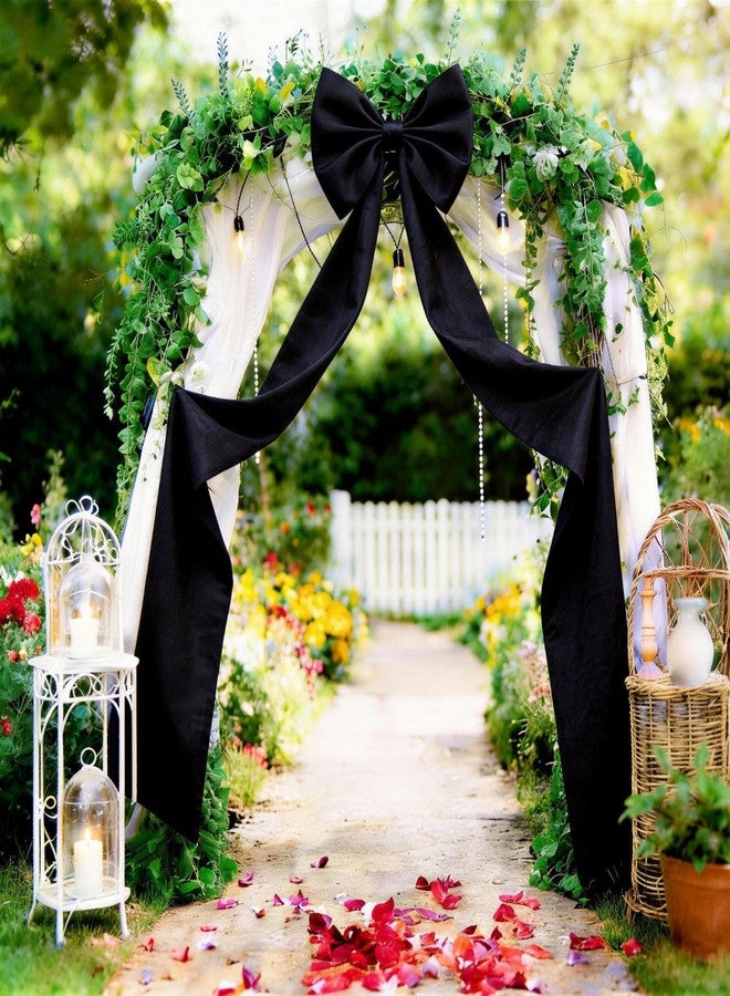 Vibzox Extra Long Satin Black Bow for Christmas Tree,70x20 Inch Large Bow Room Christmas Backdrop Wall Decor for Bachelorette Bridal Shower Wedding Birthday Valentine's Day Decorations - Image 1