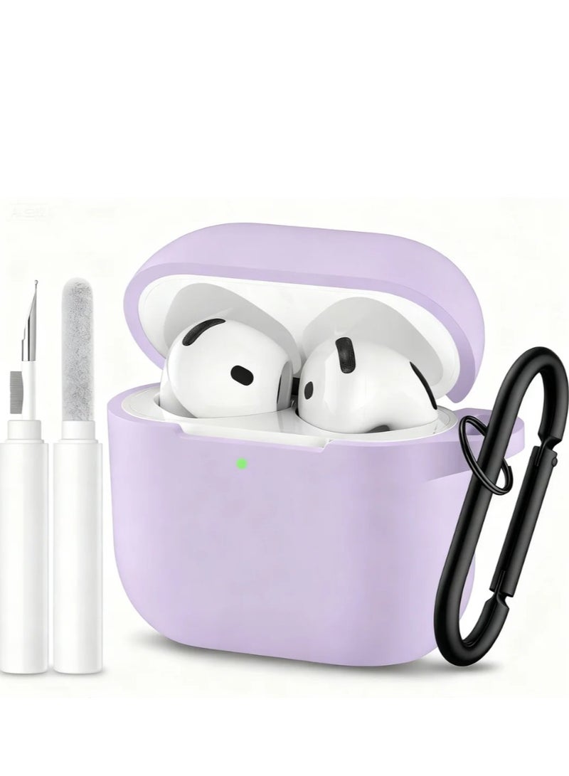ANYOGRO for AirPods 4 Case Cover 2024 with Cleaner Kit,Soft Silicone Protective Case for Apple AirPods 4th Generation Case for travel or daily commutes, Accessories with Keychain-Purple - Image 1