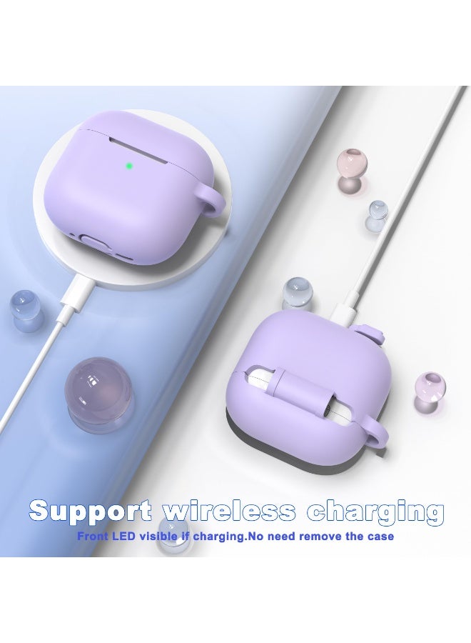 ANYOGRO for AirPods 4 Case Cover 2024 with Cleaner Kit,Soft Silicone Protective Case for Apple AirPods 4th Generation Case for travel or daily commutes, Accessories with Keychain-Purple - Image 2