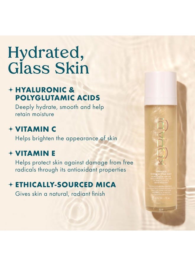 Kopari Sunglaze Sheer Setting Mist Sunscreen SPF 50, Weightless, Fast Drying, Ultra-Fine Setting Spray, Made With Hyaluronic Acid, Sets Makeup For A Hydrated, Dewy Finish, 2.53 fl oz - Image 4