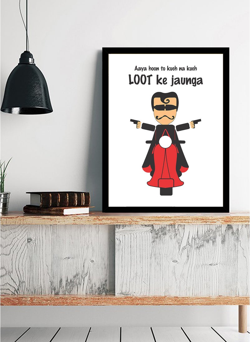 Spoil Your Wall - Wall Posters with Aaya Hoon To Kuch Na Kuch Loot Ke Jaunga Quote from Andaz Apna Apna Bollywood Movie and Black Frame - Wall Arts Home Décor Photo Frames - 40x55cm by Spoil Your Wall - Image 1