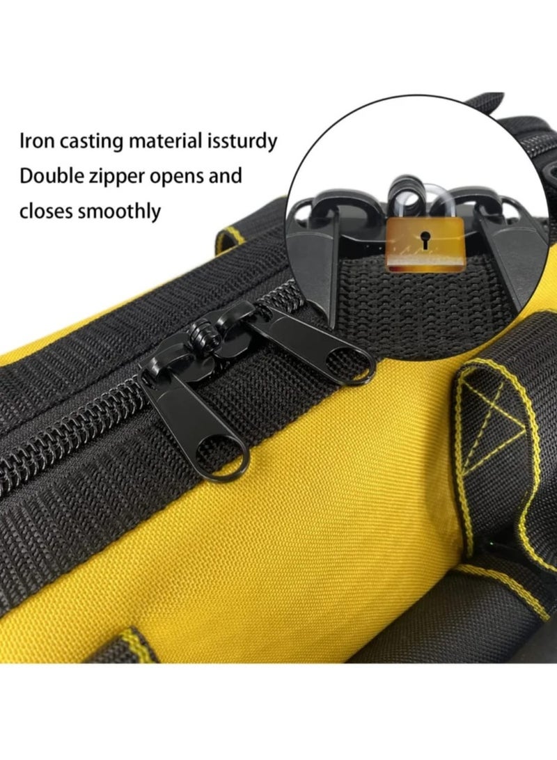 Heavy-Duty Multi-Pocket Tool Bag with Double Zipper and Detachable Shoulder Strap – Durable Waterproof Polyester Construction - Image 2