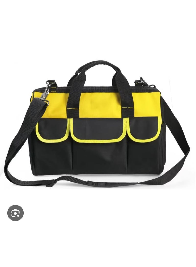 Heavy-Duty Multi-Pocket Tool Bag with Double Zipper and Detachable Shoulder Strap – Durable Waterproof Polyester Construction - Image 1