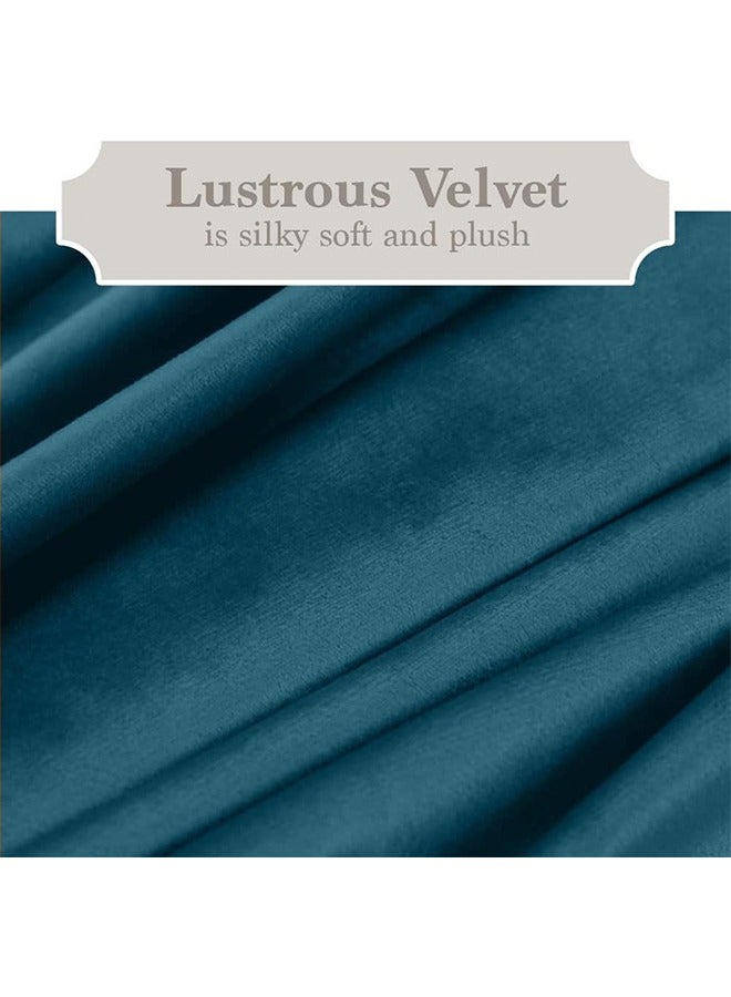 Velvet Pillow Covers 18x18 Inch Set of 2, Decorative Square Throw Pillow Covers Soft Solid Pillowcase for Sofa Couch Cushion Living Room Bedroom, Peacock Blue  - Image 3
