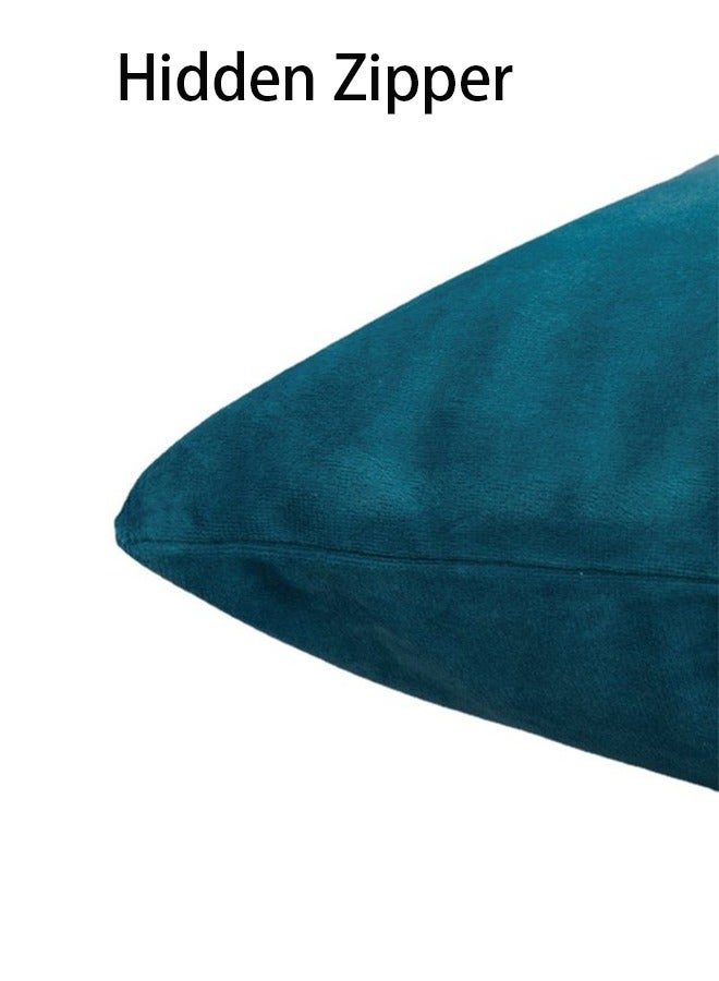 Velvet Pillow Covers 18x18 Inch Set of 2, Decorative Square Throw Pillow Covers Soft Solid Pillowcase for Sofa Couch Cushion Living Room Bedroom, Peacock Blue  - Image 5