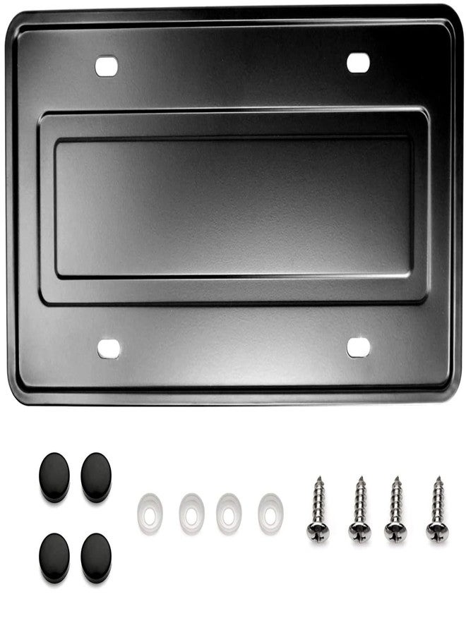 LFPartS Stainless Steel License Plate Frame and Backing Reinforce Holder/Bracket (Black) - Image 1