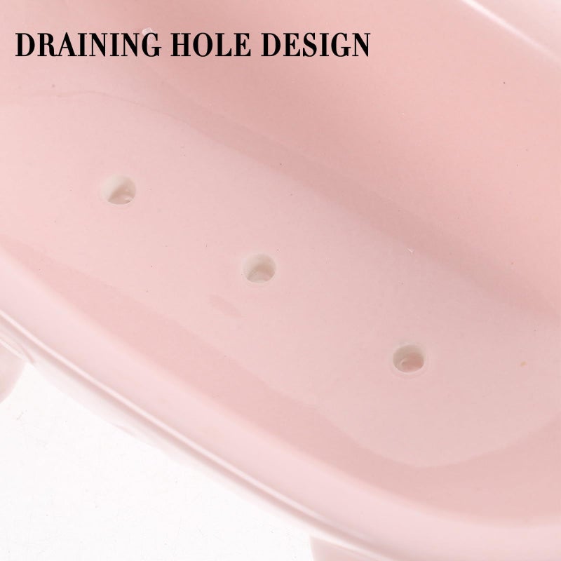 Ceramic Soap Dish Holder Small Bathroom Soap Container for Shower Sink - Image 4