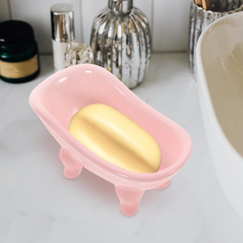 Ceramic Soap Dish Holder Small Bathroom Soap Container for Shower Sink - Image 5