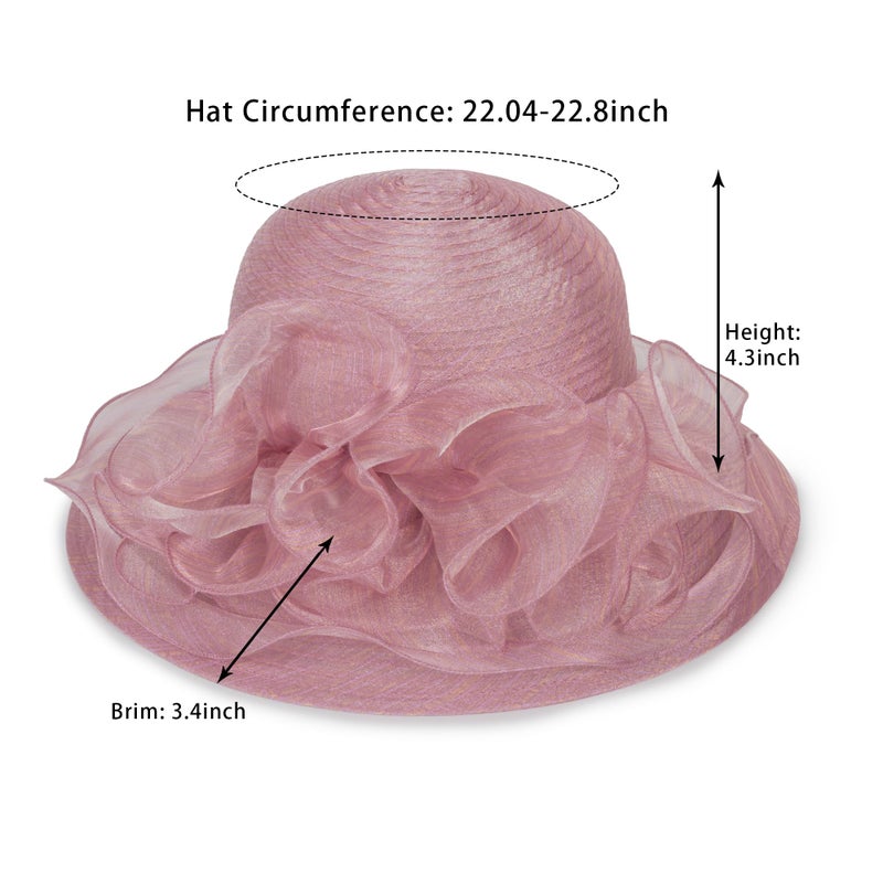 CXQRR Kentucky Organza Derby Hats for Women Church Tea Fascinator Wide Brim Sun Hat for Ladies Light Purple - Image 4