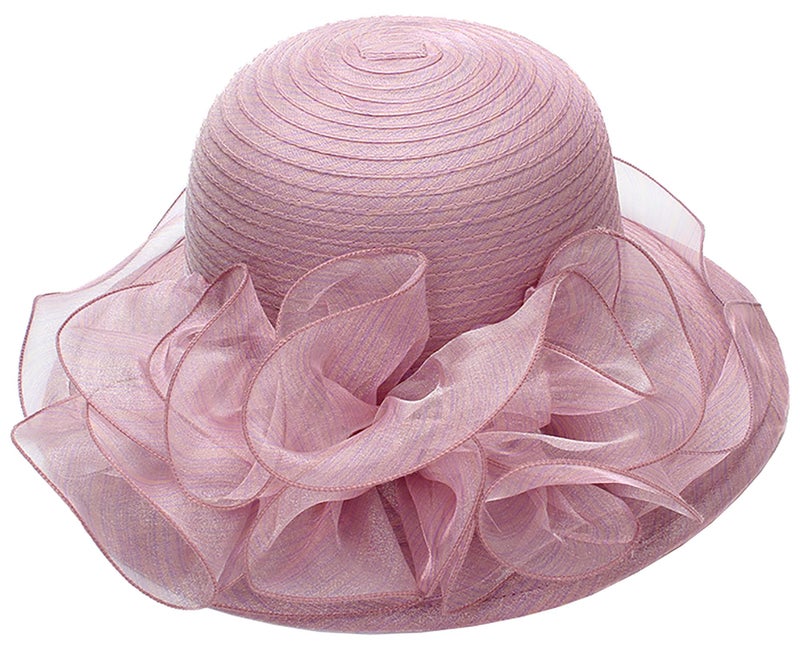 CXQRR Kentucky Organza Derby Hats for Women Church Tea Fascinator Wide Brim Sun Hat for Ladies Light Purple - Image 1