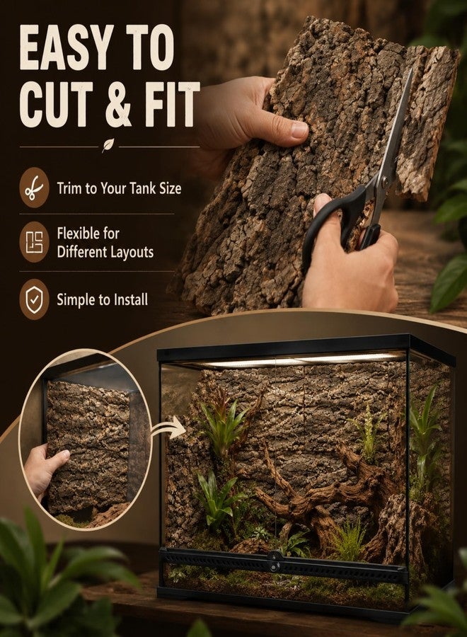 RHBLME 6 Pack Cork Bark for Reptiles, 11.8" L x 7.8" W Cork Bark for Terrarium, Reptile Tank Background Terrarium Backdrop Wall Decor Natural Reptile Climbing Mat - Image 3