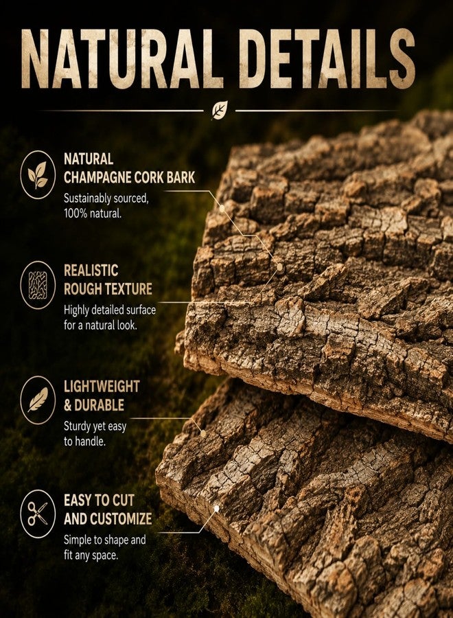 RHBLME 6 Pack Cork Bark for Reptiles, 11.8" L x 7.8" W Cork Bark for Terrarium, Reptile Tank Background Terrarium Backdrop Wall Decor Natural Reptile Climbing Mat - Image 5