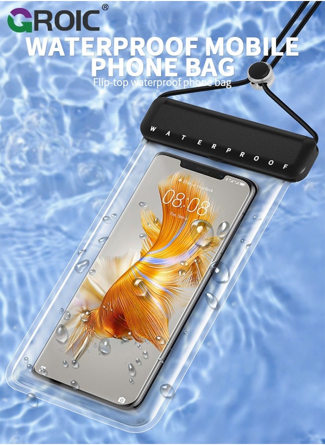 GROIC 2 Pcs Black Waterproof Phone Pouch, Universal IPX8 Waterproof Cell Phone Case Dry Bag with Lanyard for iPhone 15 Pro Max/14/13/12/11/SE,Galaxy S24 Ultra/S23/S22 for Vacation  - Image 2