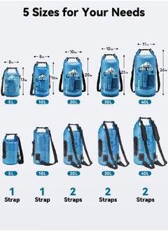 Heeta Waterproof Dry Bag For Women Men, Roll Top Lightweight Dry Storage Bag Backpack With Phone Case For Travel, Swimming, Boating, Kayaking, Camping And Beach, Transparent Blue 30L  - Image 2