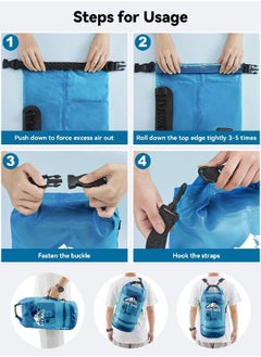 Heeta Waterproof Dry Bag For Women Men, Roll Top Lightweight Dry Storage Bag Backpack With Phone Case For Travel, Swimming, Boating, Kayaking, Camping And Beach, Transparent Blue 30L  - Image 5