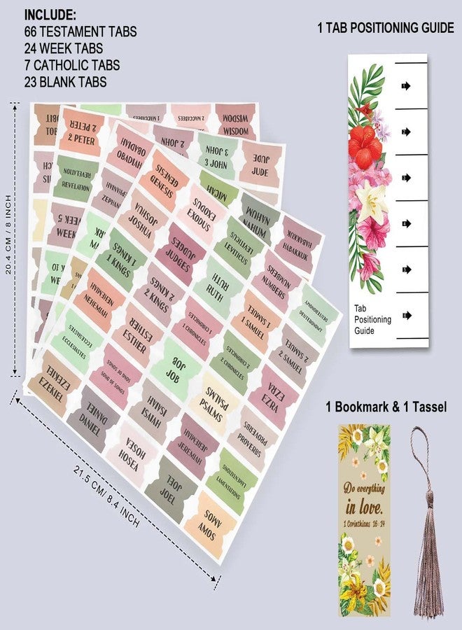 CUALFEC Bible Index Tabs New & Old Testament Tabs Matte Laminated Floral Design Laminated Bible Tabs Bible Journaling Supplies for Women and Men- 122 Pcs (Boho) - Image 4