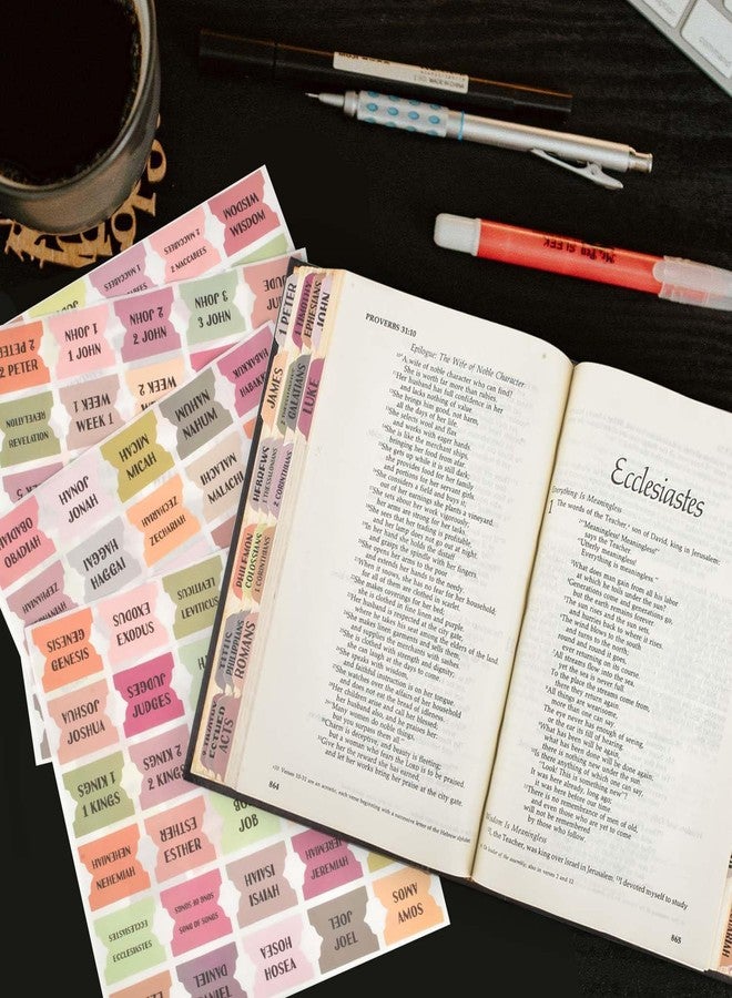 CUALFEC Bible Index Tabs New & Old Testament Tabs Matte Laminated Floral Design Laminated Bible Tabs Bible Journaling Supplies for Women and Men- 122 Pcs (Boho) - Image 2