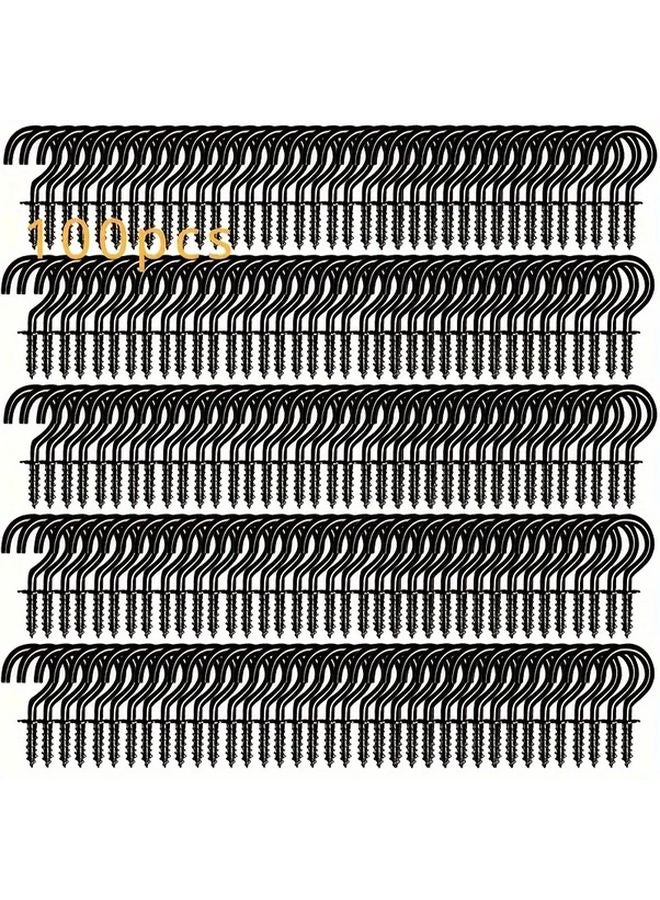 100 قطعة من الخطافات الحلزونية السوداء الثقيلة سهلة التركيب متعددة الأغراض لحوامل النباتات والتخزين - Image 1