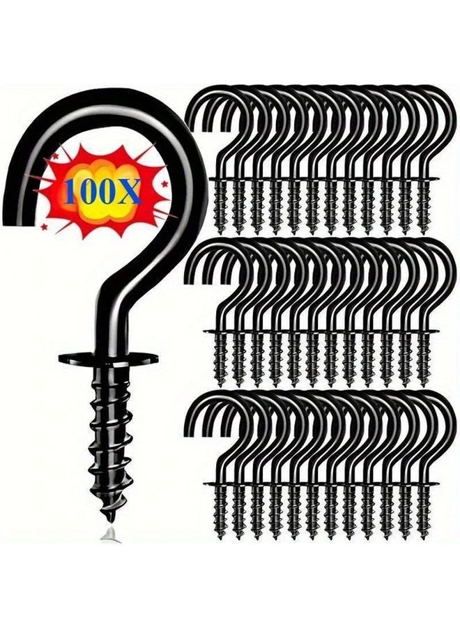 100 قطعة من الخطافات الحلزونية السوداء الثقيلة سهلة التركيب متعددة الأغراض لحوامل النباتات والتخزين - Image 2