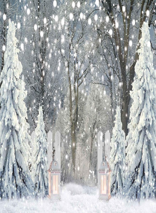 Msocio 7x5ft Polyester Winter Forest Backdrop Christmas Snowy Pine Tree Wonderland Photography Background for Xmas Holiday New Year Party Decorations Banner Portrait Studio Booth Photobooth Props - Image 1