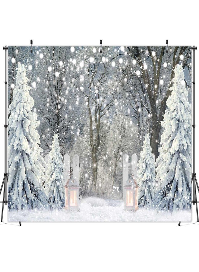 Msocio 7x5ft Polyester Winter Forest Backdrop Christmas Snowy Pine Tree Wonderland Photography Background for Xmas Holiday New Year Party Decorations Banner Portrait Studio Booth Photobooth Props - Image 3