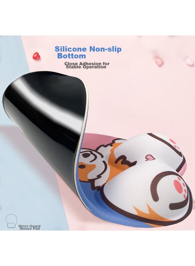 Exco Heart-shaped Corgi Mouse Pad Wrist Rest Silicone, Large Size, Cute Cartoon Design For Office, Gaming Wrist Support Pillow For Women 6570 - Image 4