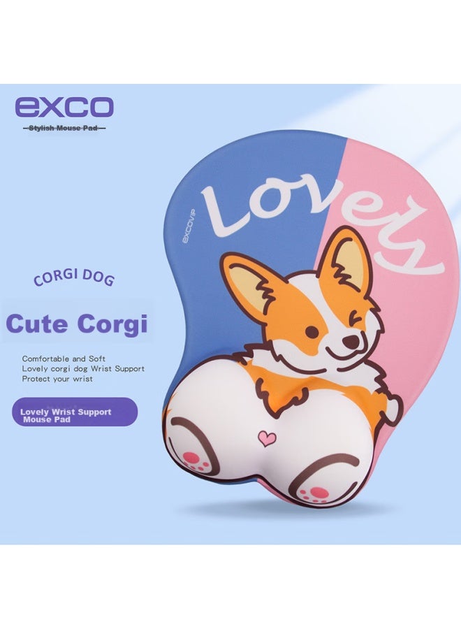 Exco Heart-shaped Corgi Mouse Pad Wrist Rest Silicone, Large Size, Cute Cartoon Design For Office, Gaming Wrist Support Pillow For Women 6570 - Image 1