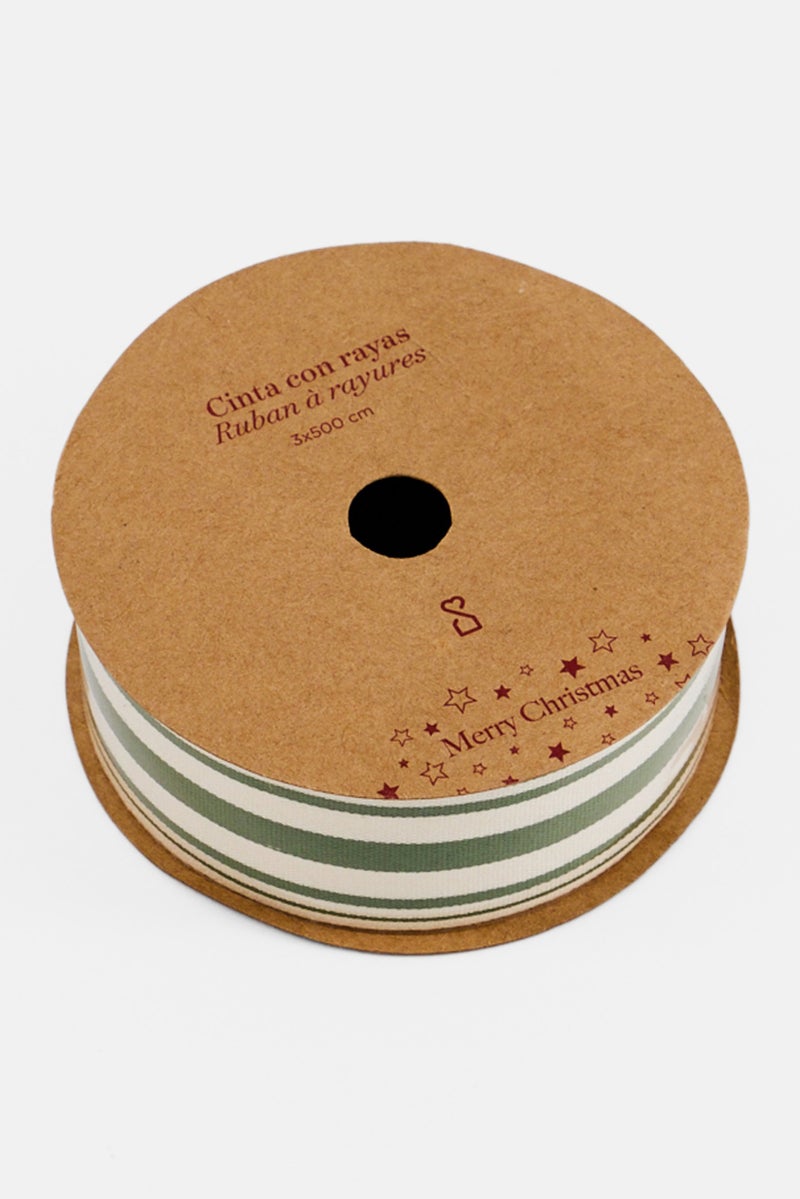 Muy Mucho Striped Fabric Grosgrain Ribbon Roll 500 cm, Assorted - Image 1