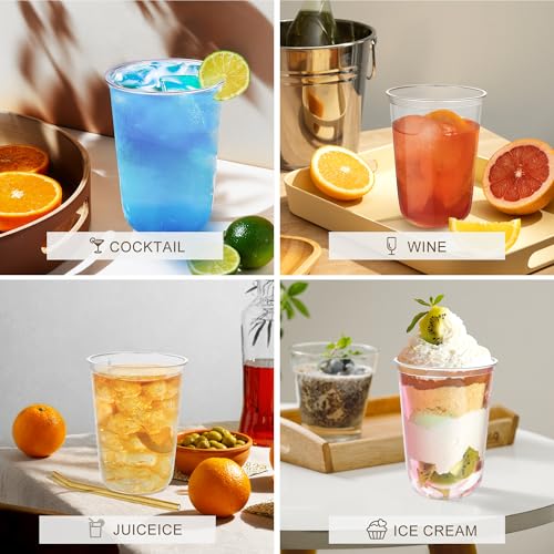 KesaPlan 50 Pcs 16oz Clear Plastic Cups Disposable Wine Cups Round Bottom Stemless Disposable Wine Glasses for Cocktails Birthdays Weddings Party Supplies - Image 5